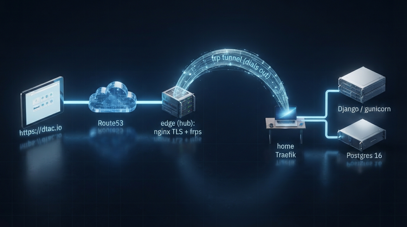 The path: dtac.io through the edge, into the home cluster